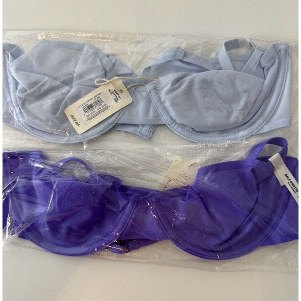 2 NWT Aerie BRA SMOOTHEZ Mesh BALCONETTE  36B BUNDLE‎ 2